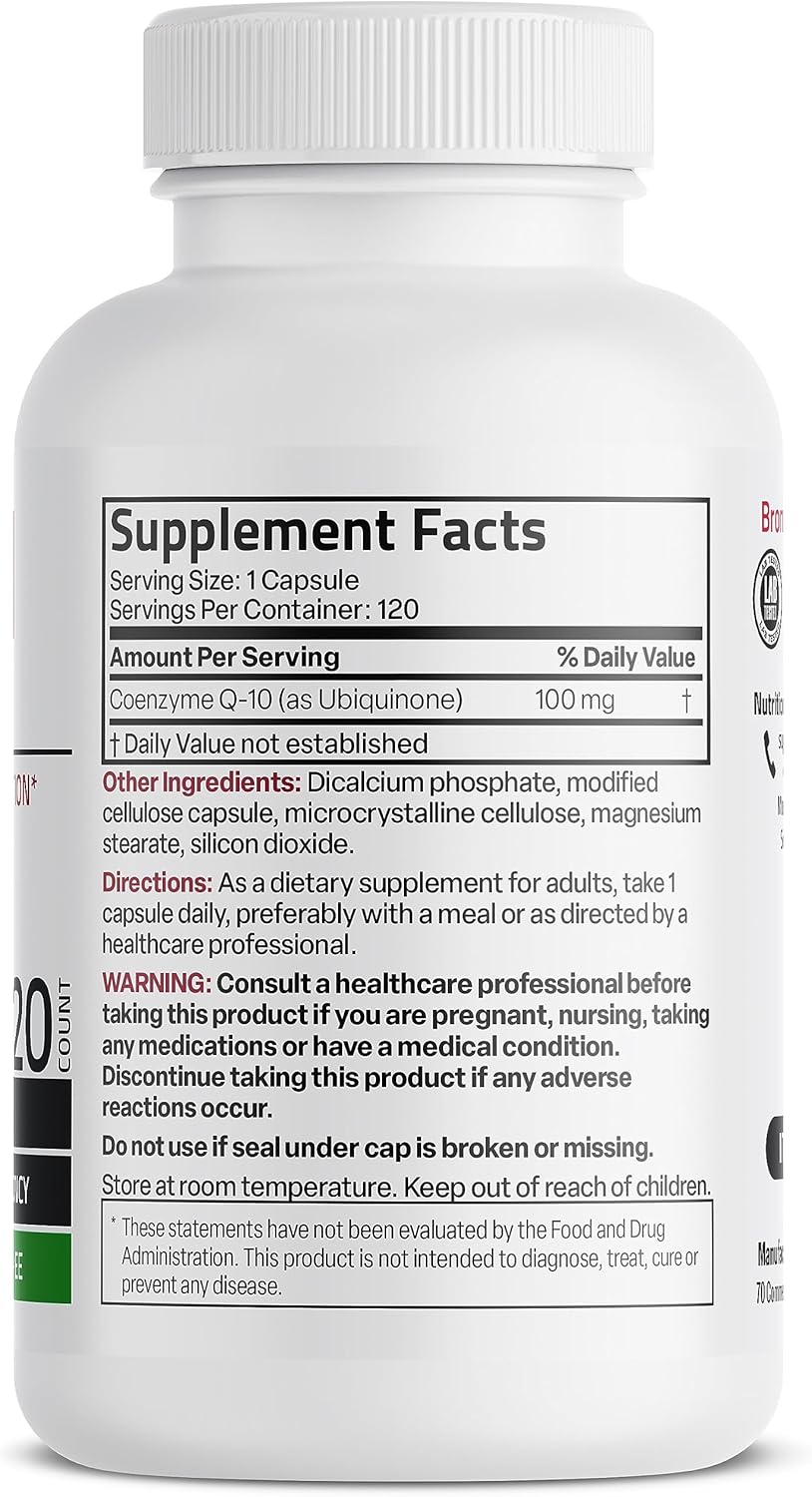 High Potency Bronson CoQ10 100 MG for Cellular Energy Production - 120 Vegetarian Capsules - BoostGo Australia