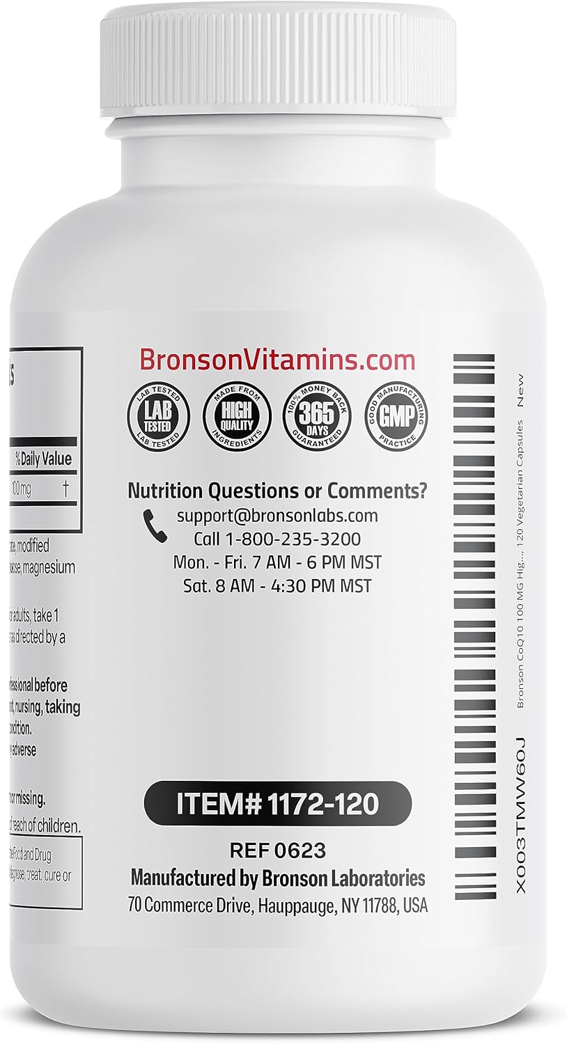 High Potency Bronson CoQ10 100 MG for Cellular Energy Production - 120 Vegetarian Capsules - BoostGo Australia