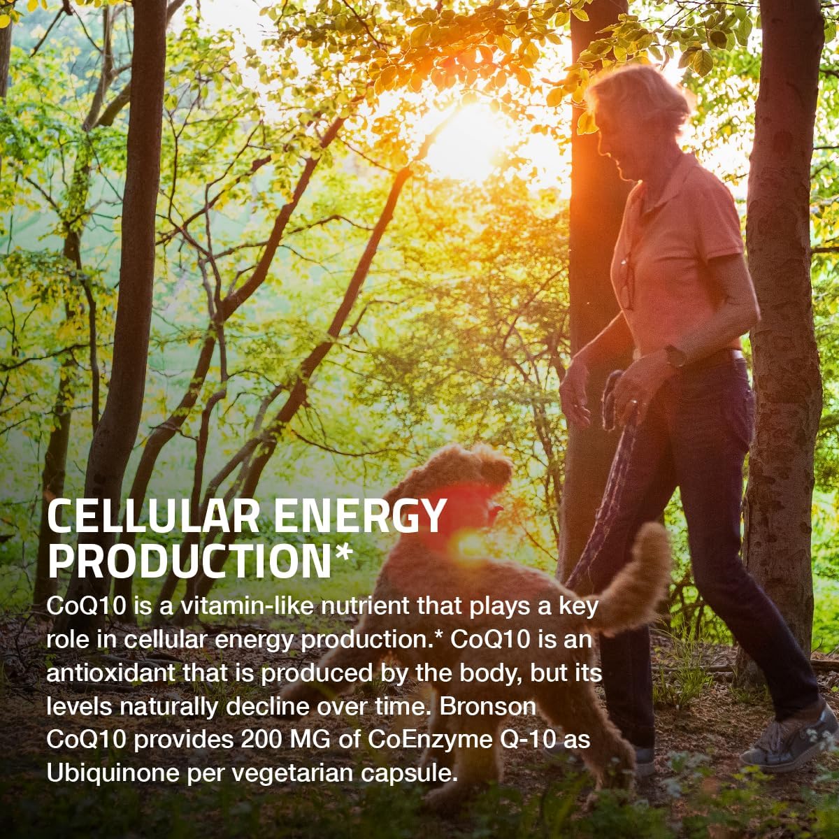 High Potency Bronson CoQ10 200 MG Supplement for Cellular Energy Production - 120 Vegetarian Capsules