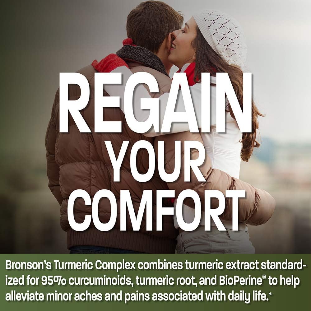 High Potency Bronson Turmeric Curcumin Capsules with BioPerine for Premium Joint Support - 120 Count