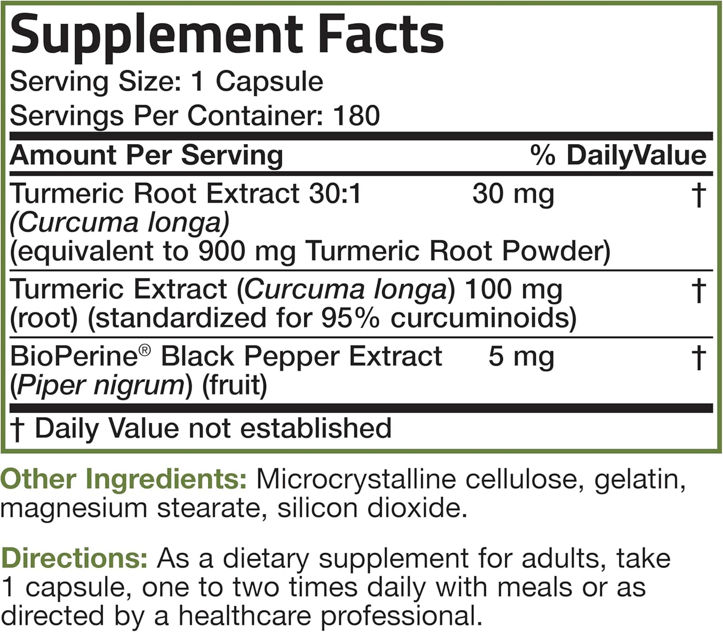 High Potency Bronson Turmeric Curcumin Capsules with BioPerine for Joint Support - 95% Standardized Curcuminoids - Non-GMO - 180 Count