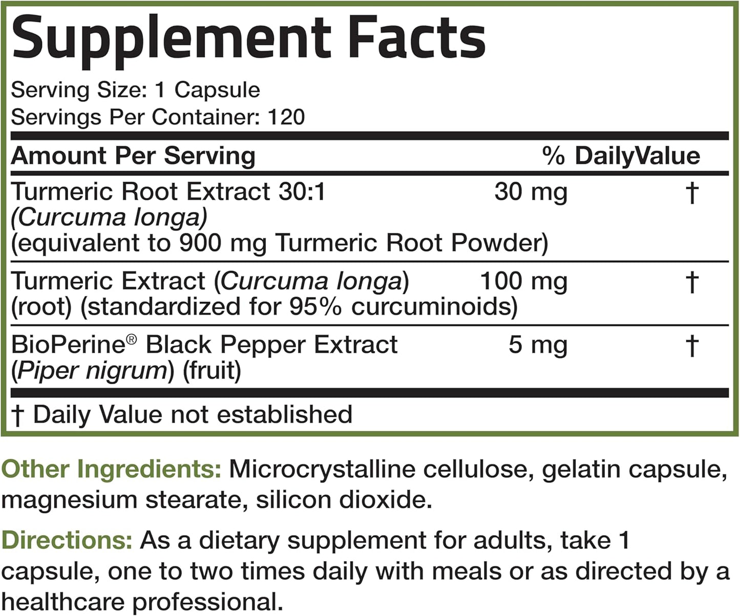 High Potency Bronson Turmeric Curcumin Capsules with BioPerine for Premium Joint Support - 120 Count