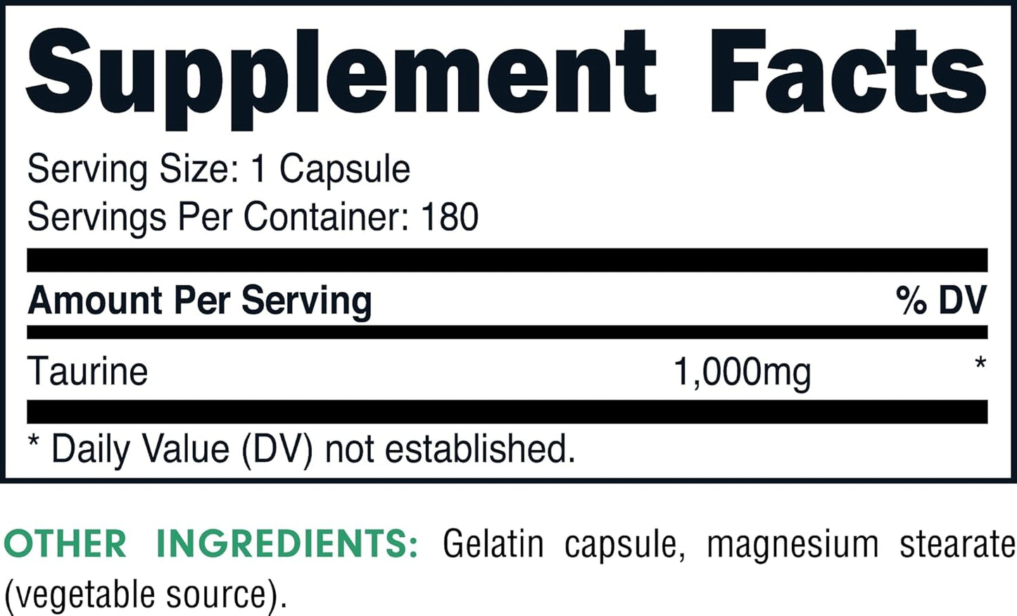 High Potency Bucked Up Taurine Capsules - 1000 MG (180 Servings)
