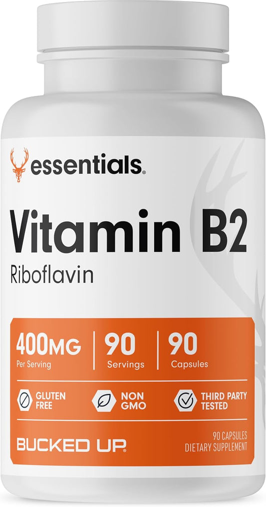 High Potency Bucked Up Vitamin B2 400mg Capsules - Essential 90 Servings