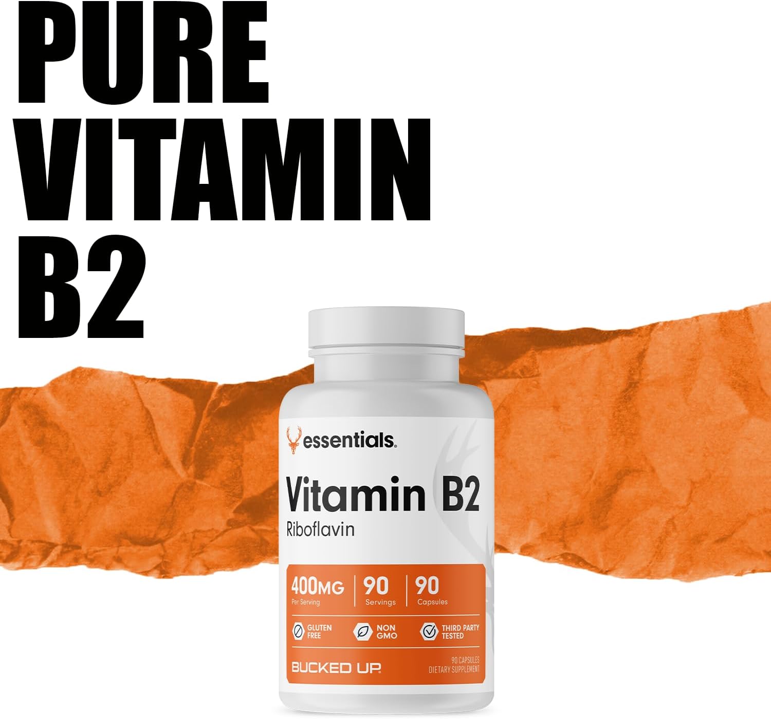 High Potency Bucked Up Vitamin B2 400mg Capsules - Essential 90 Servings