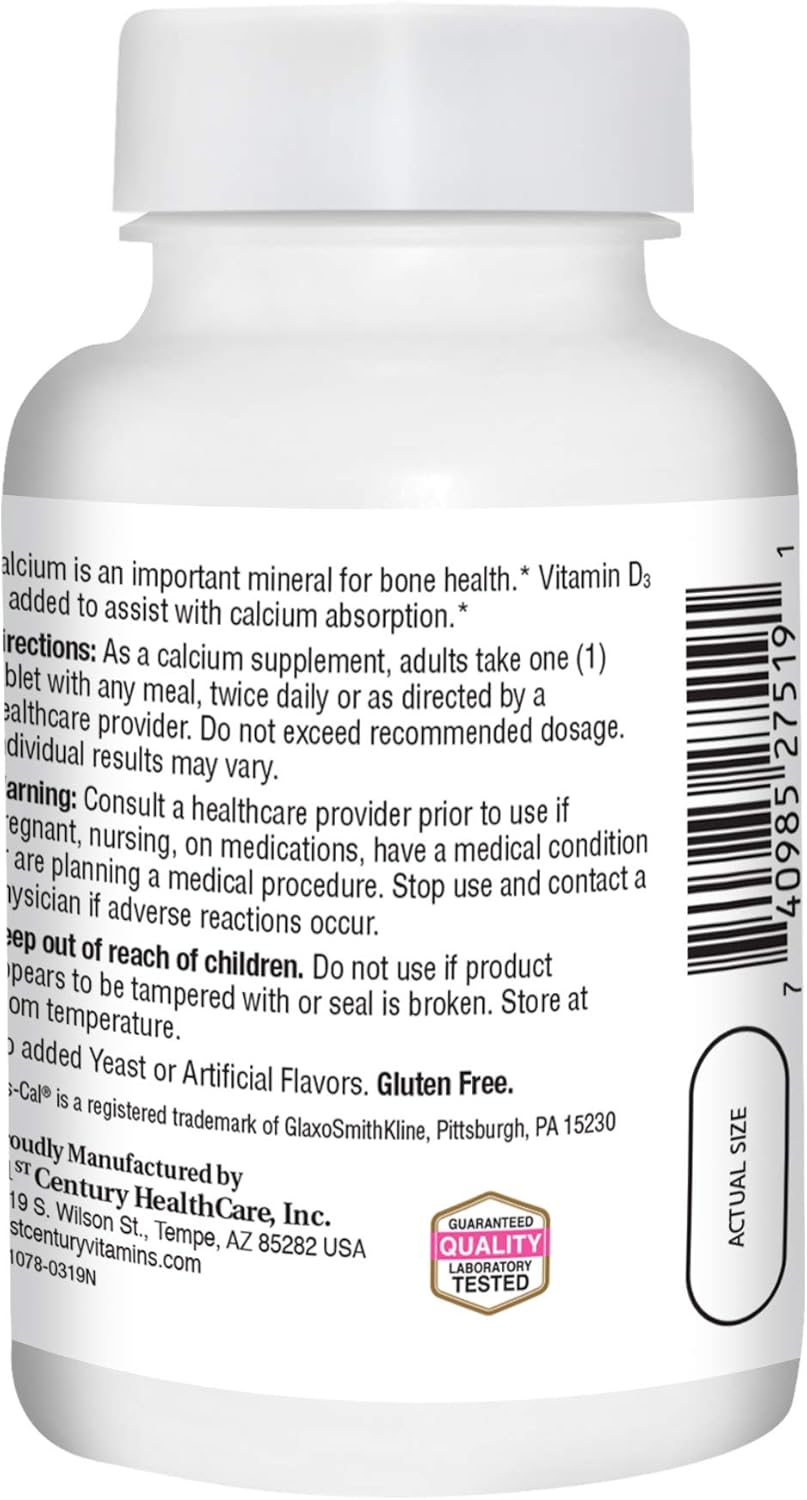 High Potency Calcium and Vitamin D Supplement Caplets - 500 mg, 90 Count, Single Pack