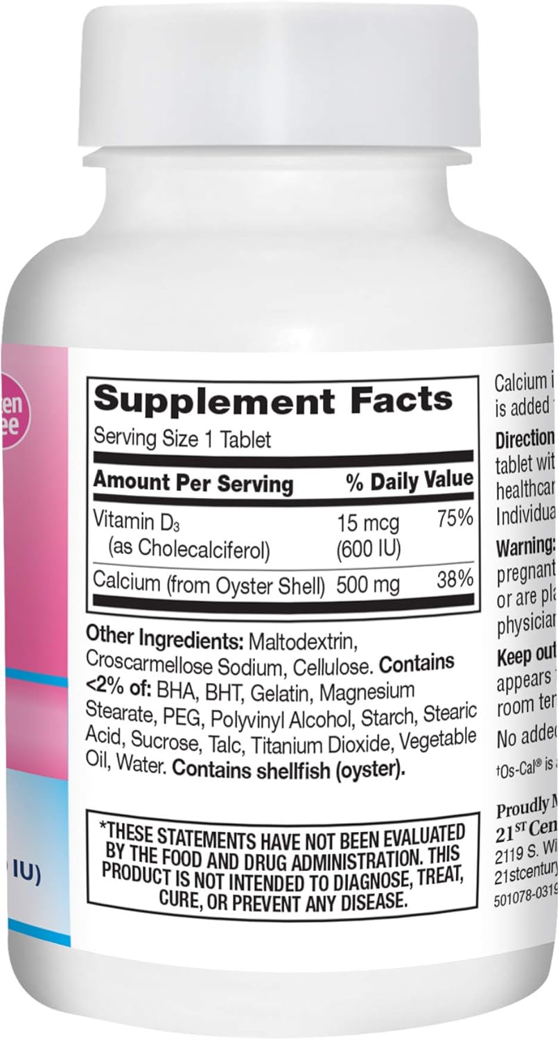High Potency Calcium and Vitamin D Supplement Caplets - 500 mg, 90 Count, Single Pack