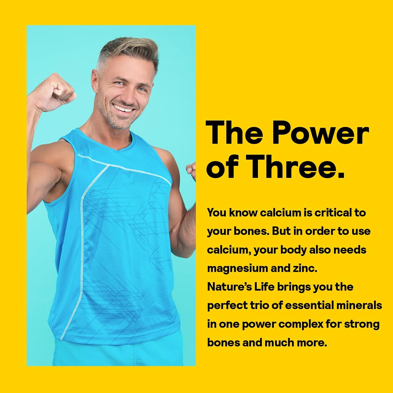 High Potency Calcium Magnesium Zinc Supplement with Vitamin D and Boron - Supports Bone, Muscle, and Heart Health - 250 Capsules, 62 Servings - Nature's Life