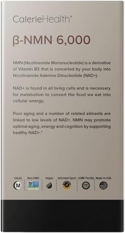 High Potency Caleriehealth β-NMN Supplement - 6,000 mg - 30 Tablets