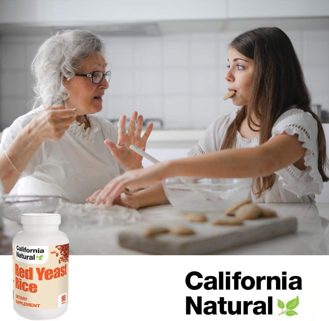 High Potency California Natural Red Yeast Rice Extract 600mg Capsules - Supports Healthy Cholesterol Levels - Vegetarian Supplement for Heart Health - 90 Pills