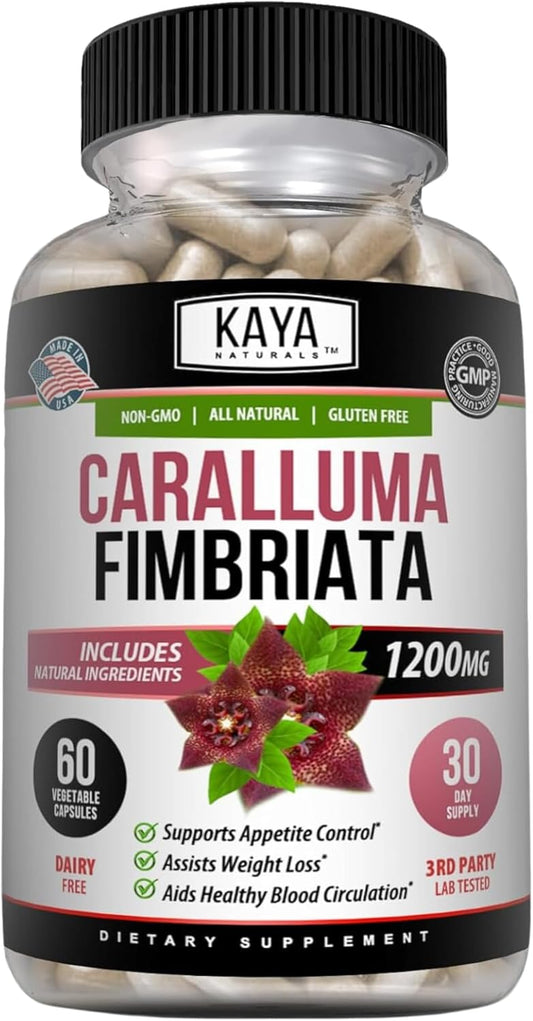 High Potency Caralluma Fimbriata 1200mg Supplement for Natural Endurance Support - 60 Vegetarian Capsules by Kaya Naturals