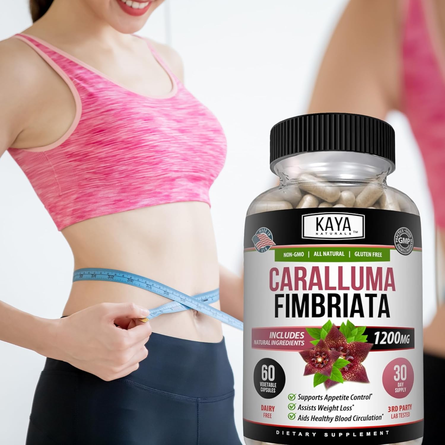 High Potency Caralluma Fimbriata 1200mg Supplement for Natural Endurance Support - 60 Vegetarian Capsules by Kaya Naturals