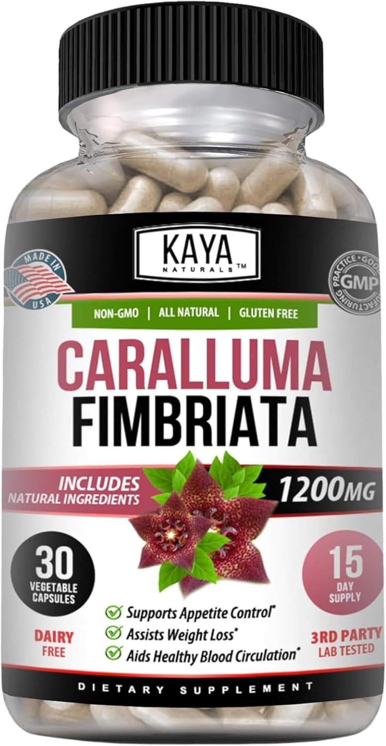 High Potency Caralluma Fimbriata 1200mg Supplement for Endurance Support - 30 Vegetarian Capsules by Kaya Naturals