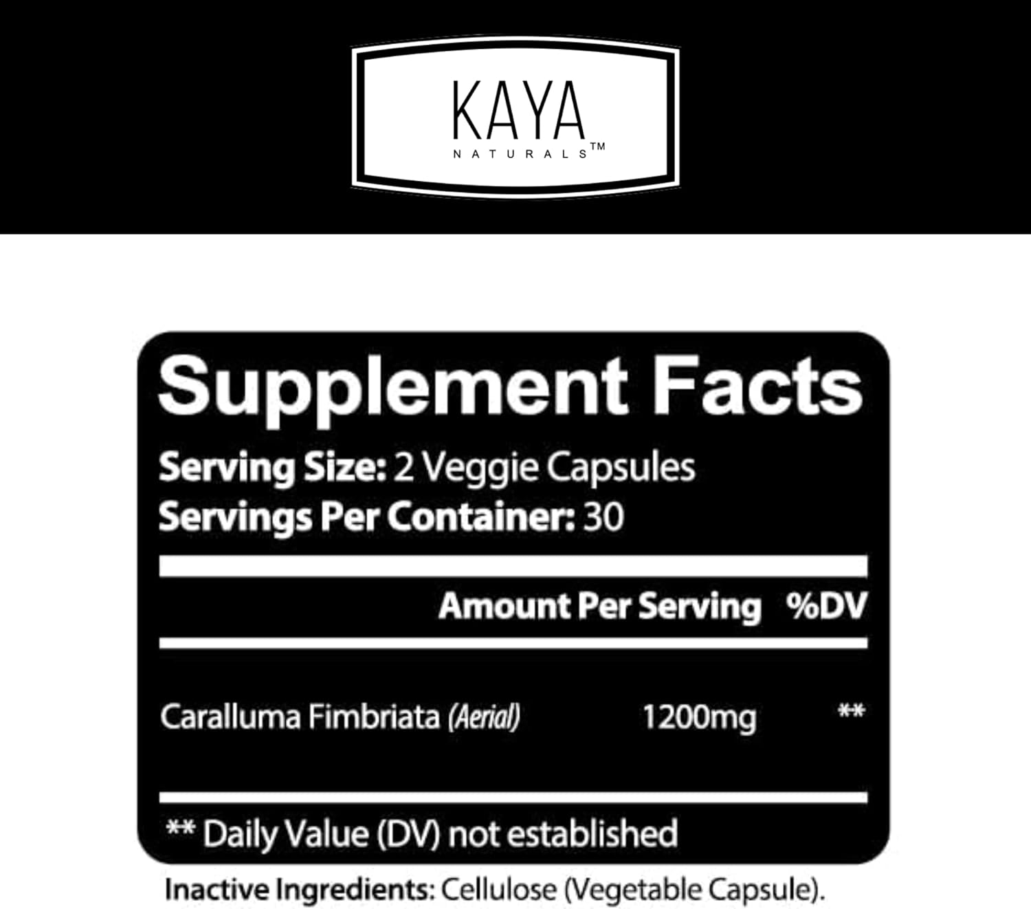 High Potency Caralluma Fimbriata 1200mg Supplement for Natural Endurance Support - 60 Vegetarian Capsules by Kaya Naturals