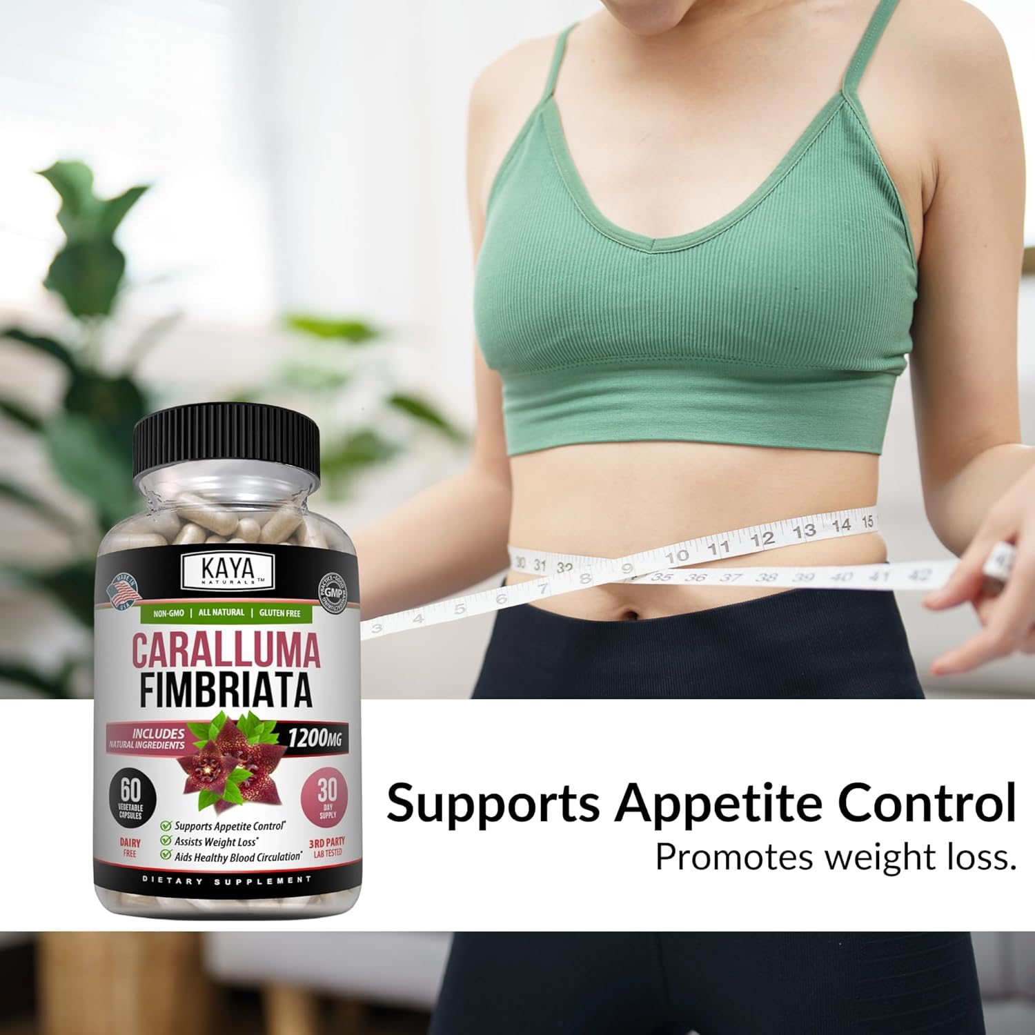 High Potency Caralluma Fimbriata 1200mg Supplement for Natural Endurance Support - 60 Vegetarian Capsules by Kaya Naturals