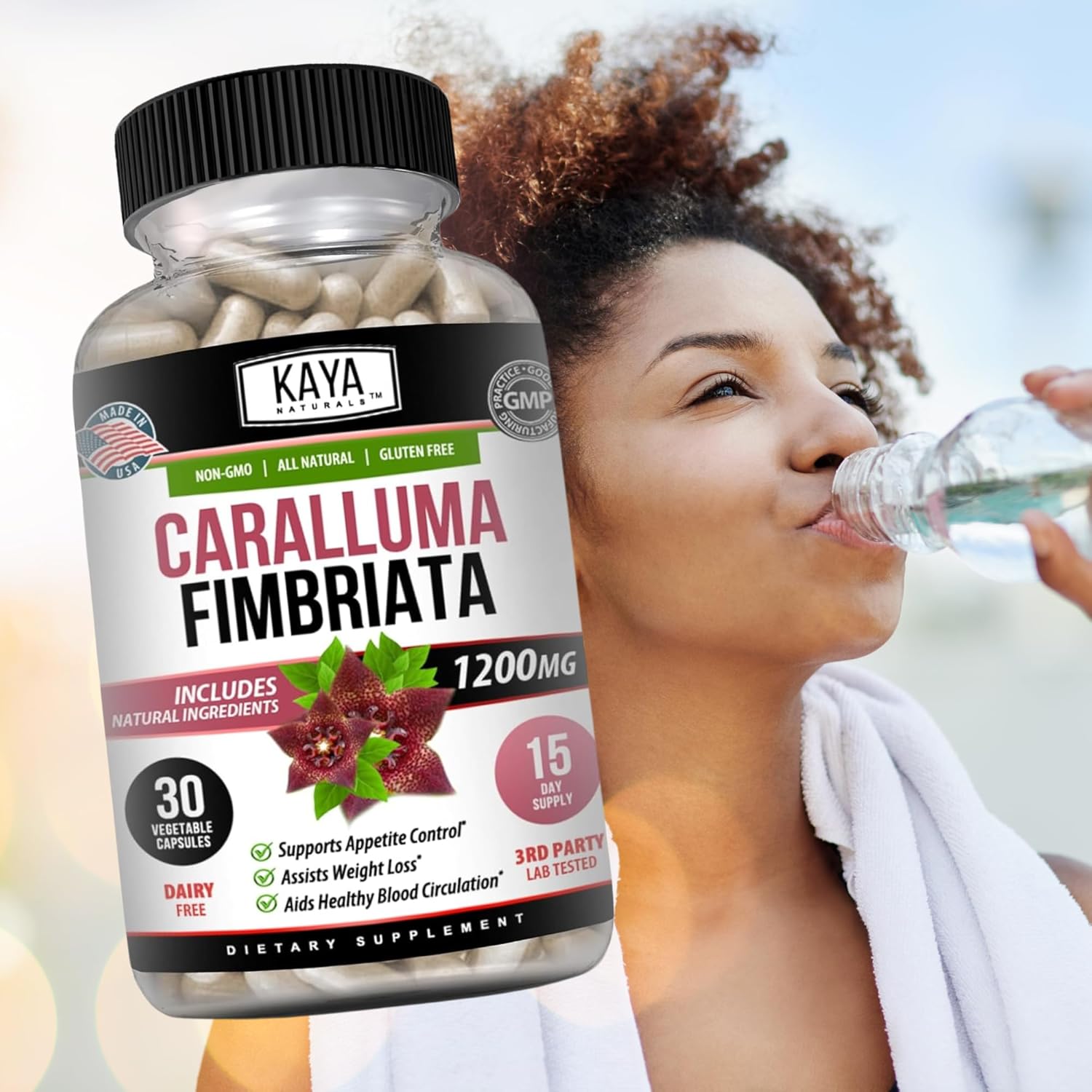 High Potency Caralluma Fimbriata 1200mg Supplement for Endurance Support - 30 Vegetarian Capsules by Kaya Naturals