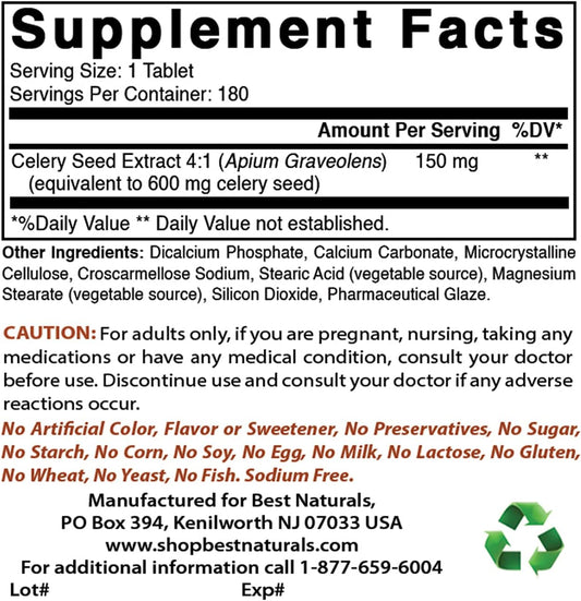 High Potency Celery Seed and Alpha Lipoic Acid Supplement - 600 mg Each for Optimal Health and Wellness