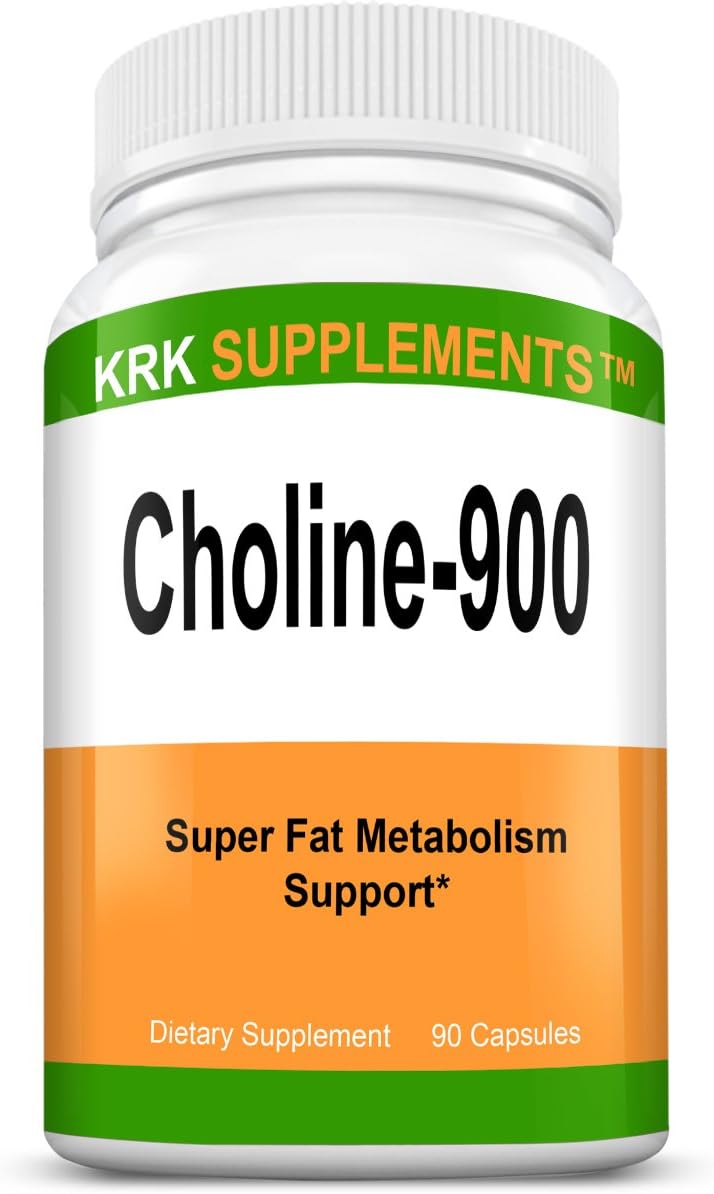 High Potency Choline Bitartrate 900mg, 90 Capsules, KRK SUPPLEMENTS
