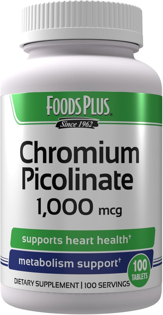 High Potency Chromium Picolinate 1,000 mcg Supplement for Better Absorption - 100 Servings