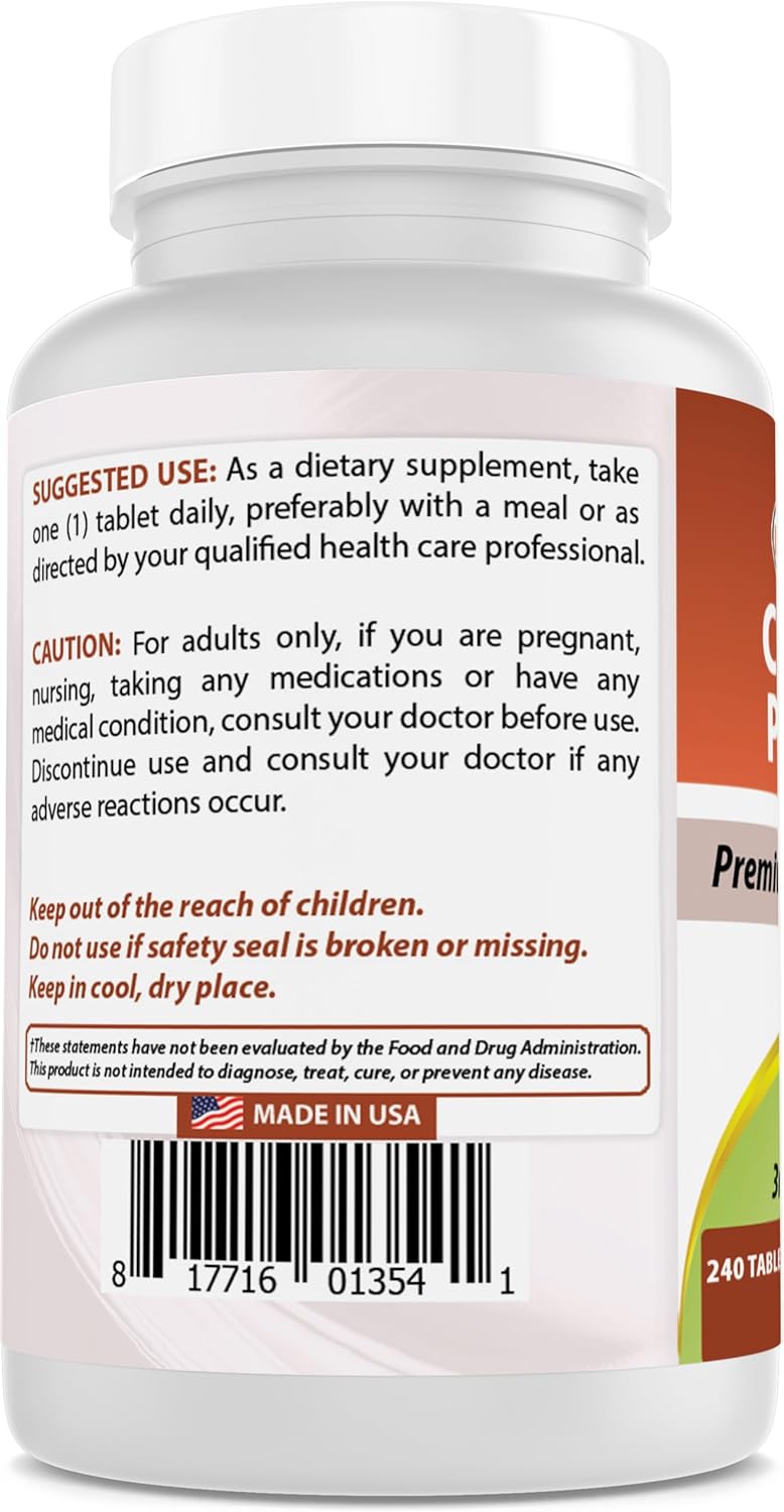 High Potency Chromium Picolinate Tablets - 200 mcg, 240 Tablets - Top Quality Formula for Blood Sugar Support