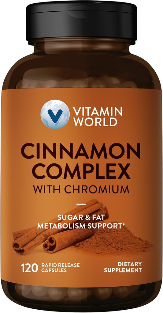 High-Potency Cinnamon Complex with Chromium Supplements, 1000 mg - 2 Month Supply - Antioxidant Protection & Healthy Metabolism - Gluten Free