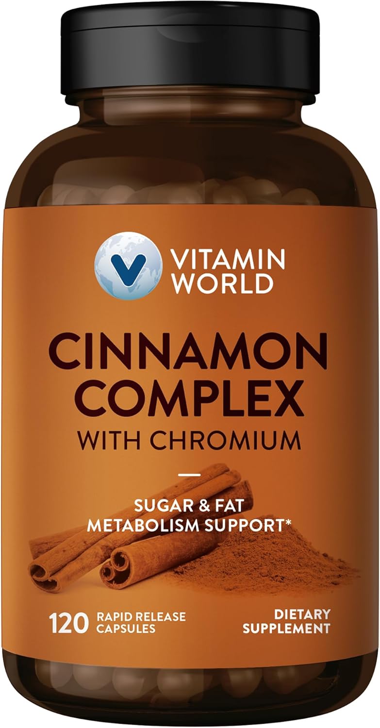 High-Potency Cinnamon Complex with Chromium Supplements, 1000 mg - 2 Month Supply - Antioxidant Protection & Healthy Metabolism - Gluten Free