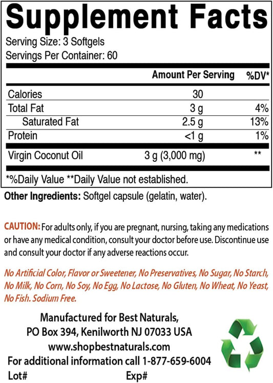 High Potency Coconut Oil and NAC Supplement - 1000mg Coconut Oil & 600mg NAC - Best Natural Formula for Health