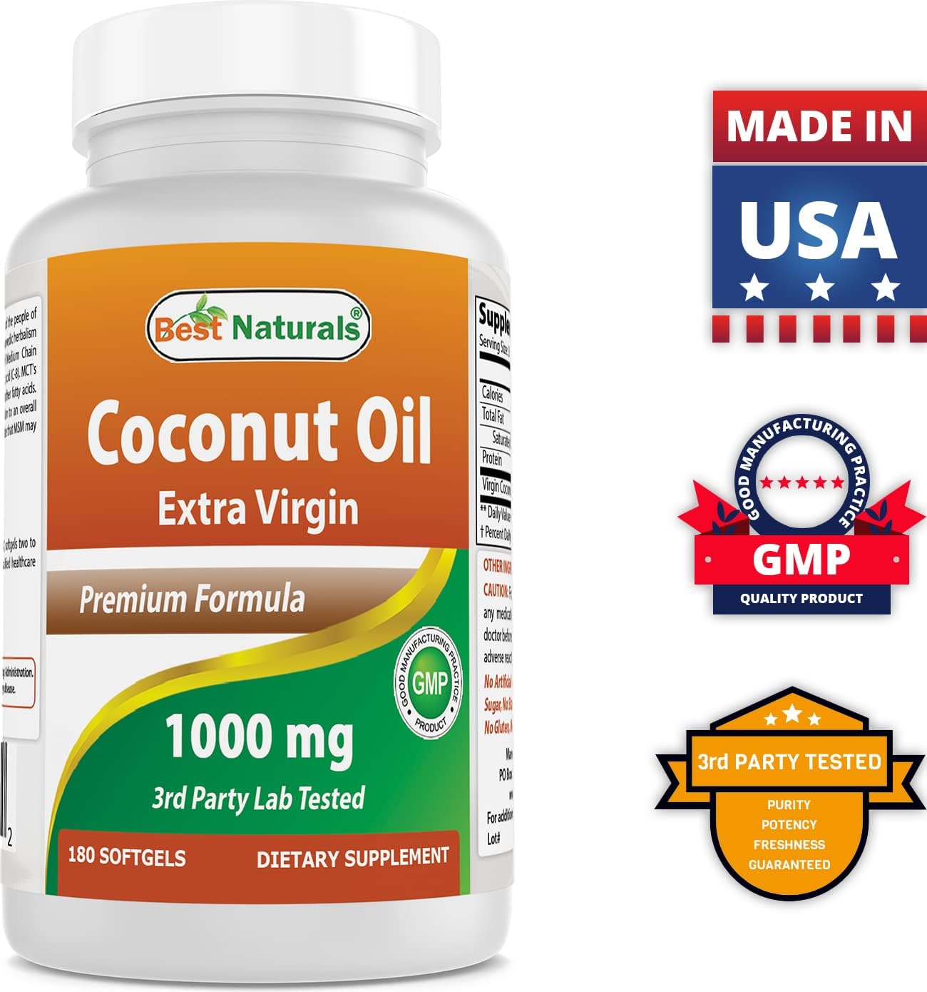 High Potency Coconut Oil and NAC Supplement - 1000mg Coconut Oil & 600mg NAC - Best Natural Formula for Health