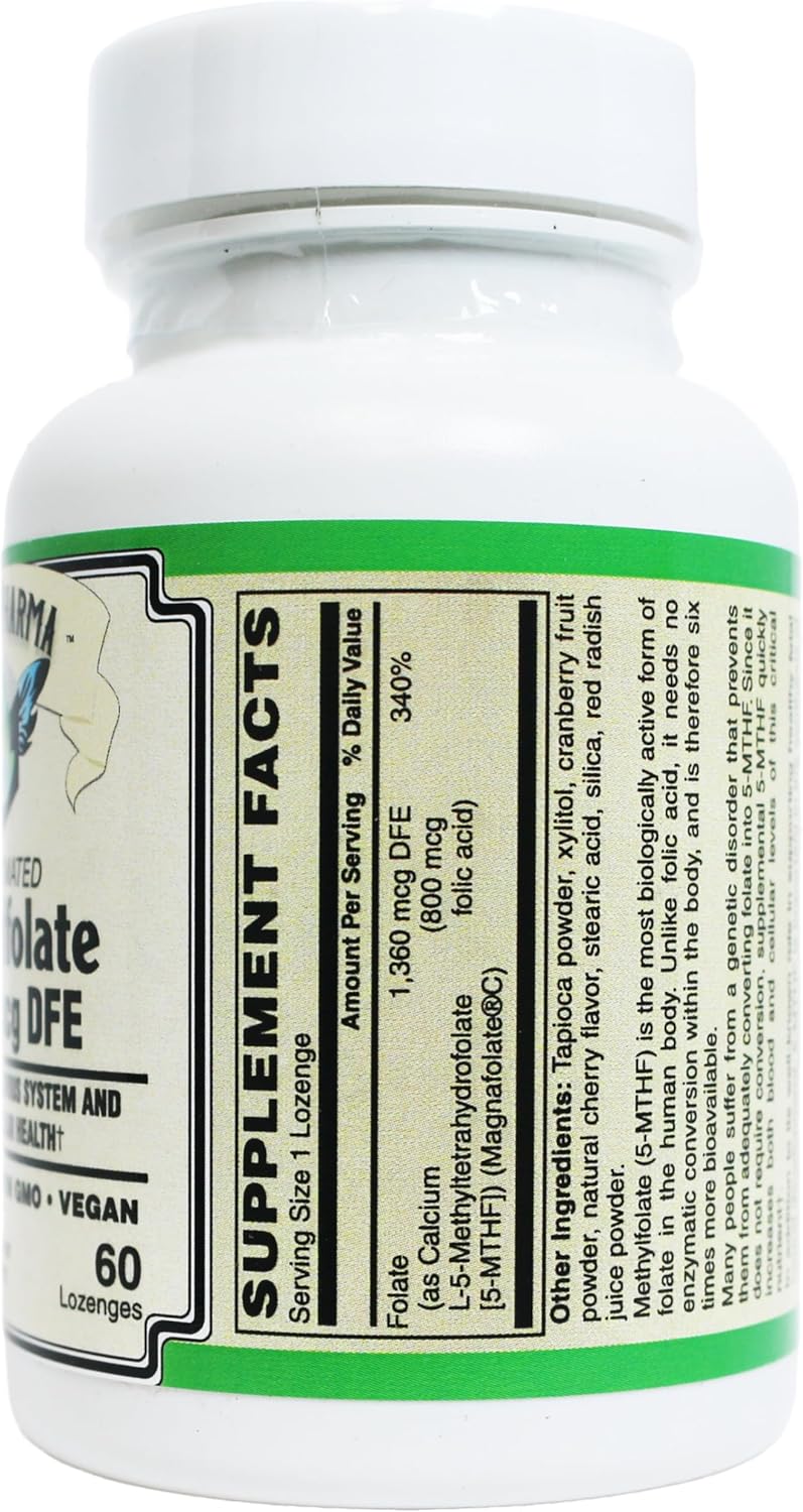 High Potency Coenzymated Methylfolate Lozenges with Magnafolate® - 1360 mcg DFE - AlchePharma