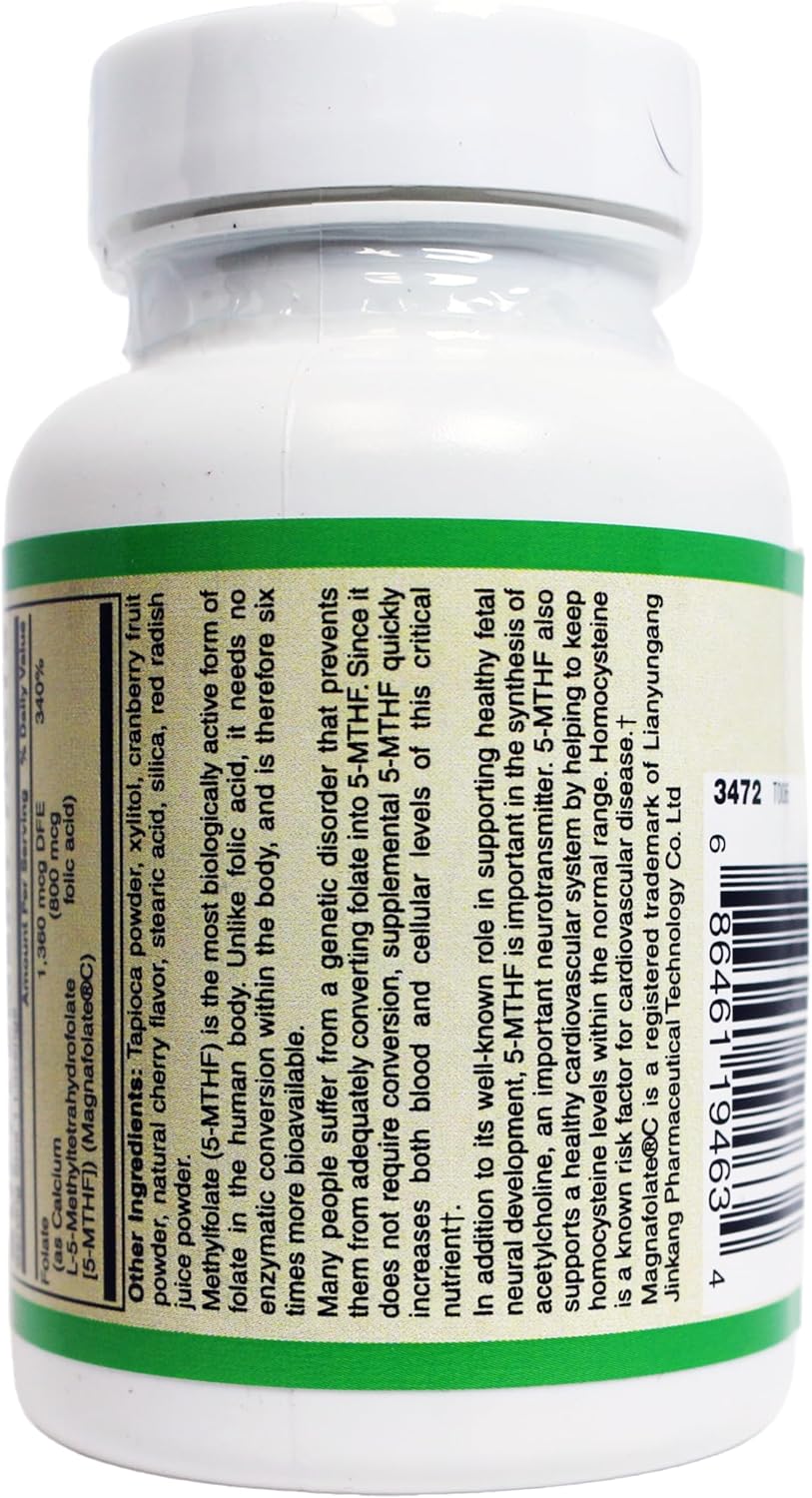 High Potency Coenzymated Methylfolate Lozenges with Magnafolate® - 1360 mcg DFE - AlchePharma