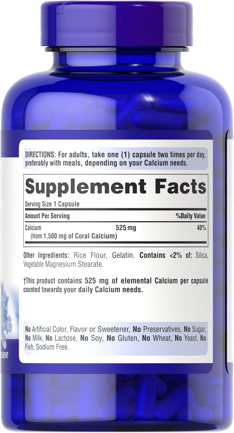 High-Potency Coral Calcium Supplement for Bone Health, Heart & Muscle Support - 1500mg, 120 Capsules