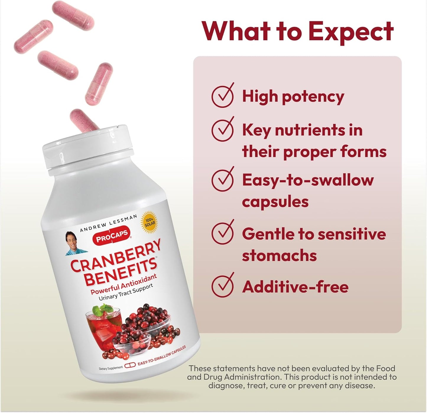 High Potency Cranberry Extract Capsules for Bladder & Urinary Tract Health - 120 Count