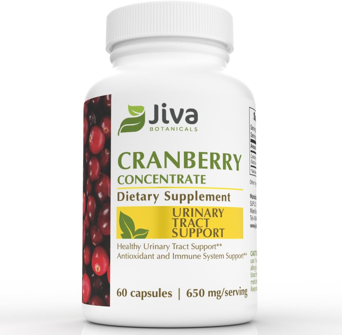 High Potency Cranberry Supplement for Women - 650 mg Concentrated Cranberry Extract Pills for Urinary Tract Health - 60 Capsules by Jiva Botanicals