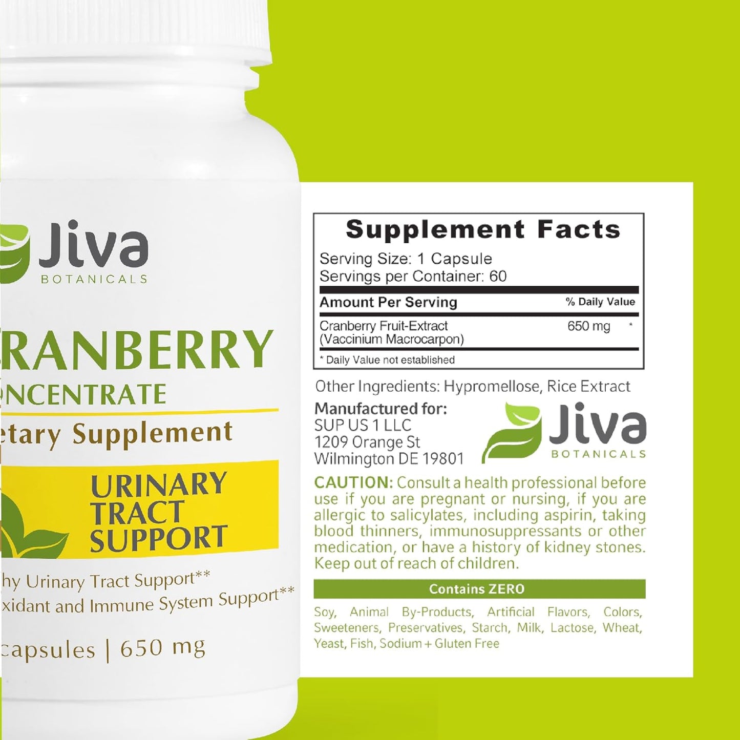 High Potency Cranberry Supplement for Women - 650 mg Concentrated Cranberry Extract Pills for Urinary Tract Health - 60 Capsules by Jiva Botanicals