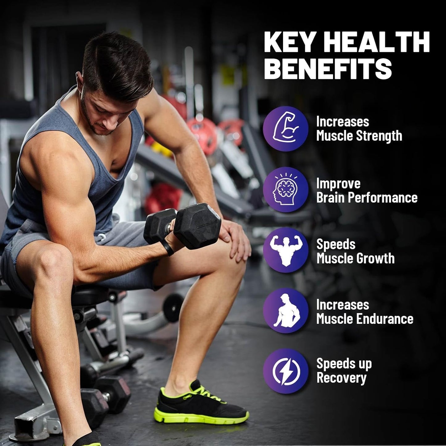High Potency Creatine Monohydrate Gummies 120 CT - 7200mg per Serving, Chewable Muscle Support & Energy Boost, Sugar Free, Vegan Blueberry Flavor