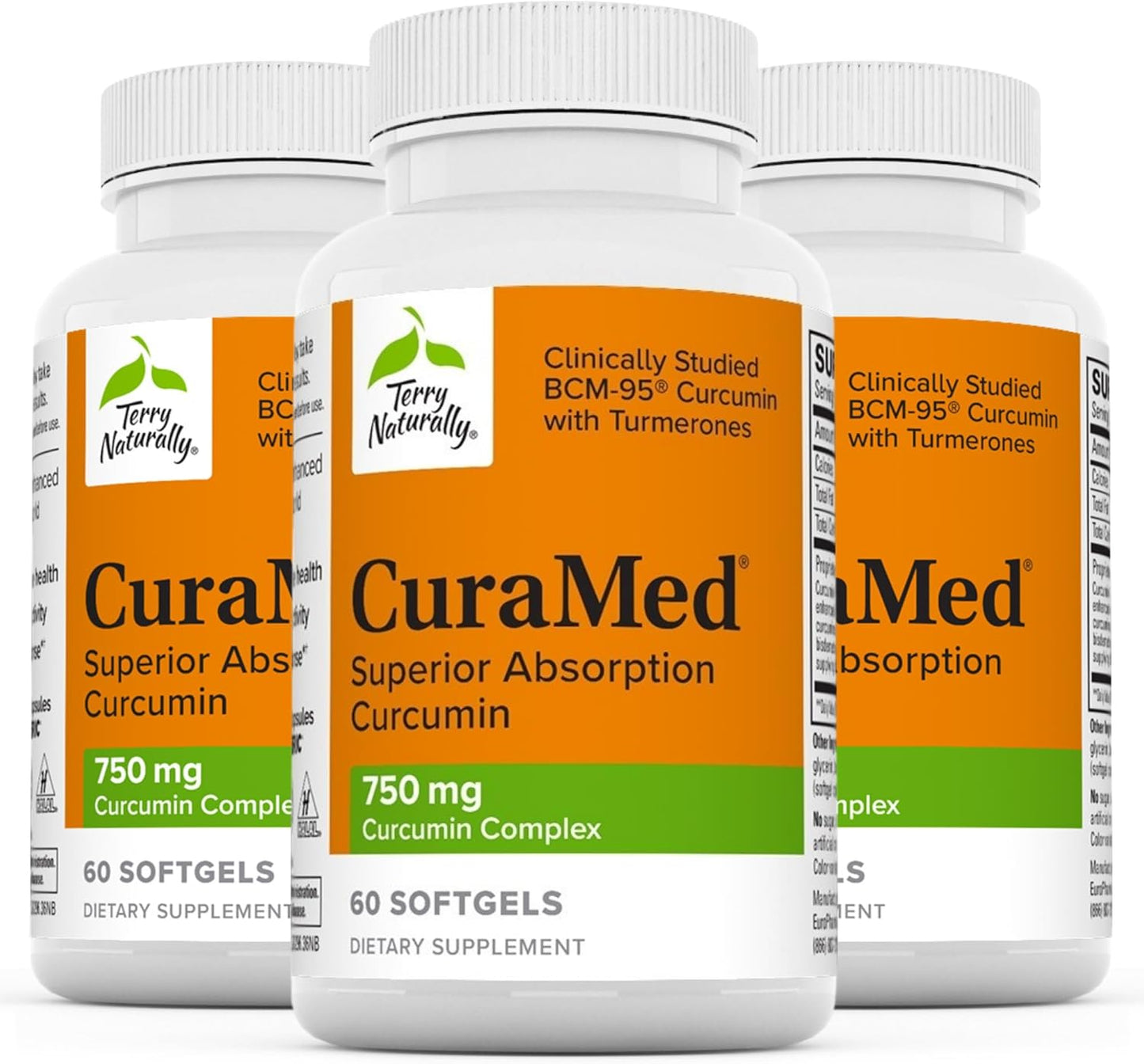 High-Potency Curcumin Complex Antioxidant Supplement - Supports Brain, Heart, Kidney, Liver & Immune Health - 750mg - 60 Softgels (Pack of 3)
