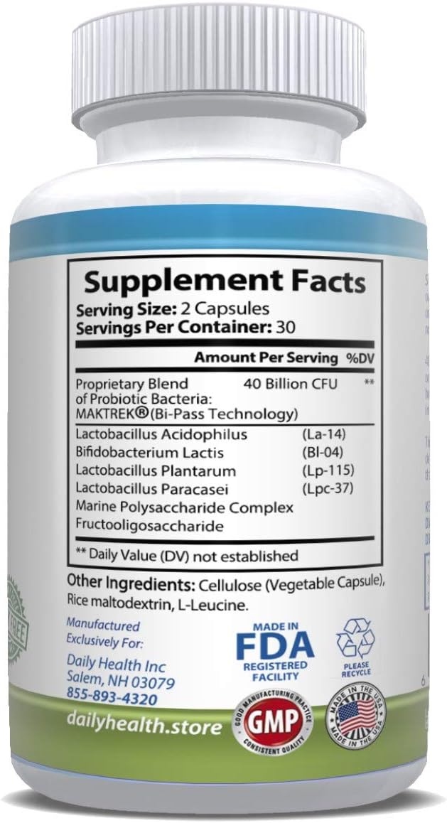 High-Potency Daily Probiotic with 40 Billion CFU for Digestion & Immune Support - 60 Veggie Capsules