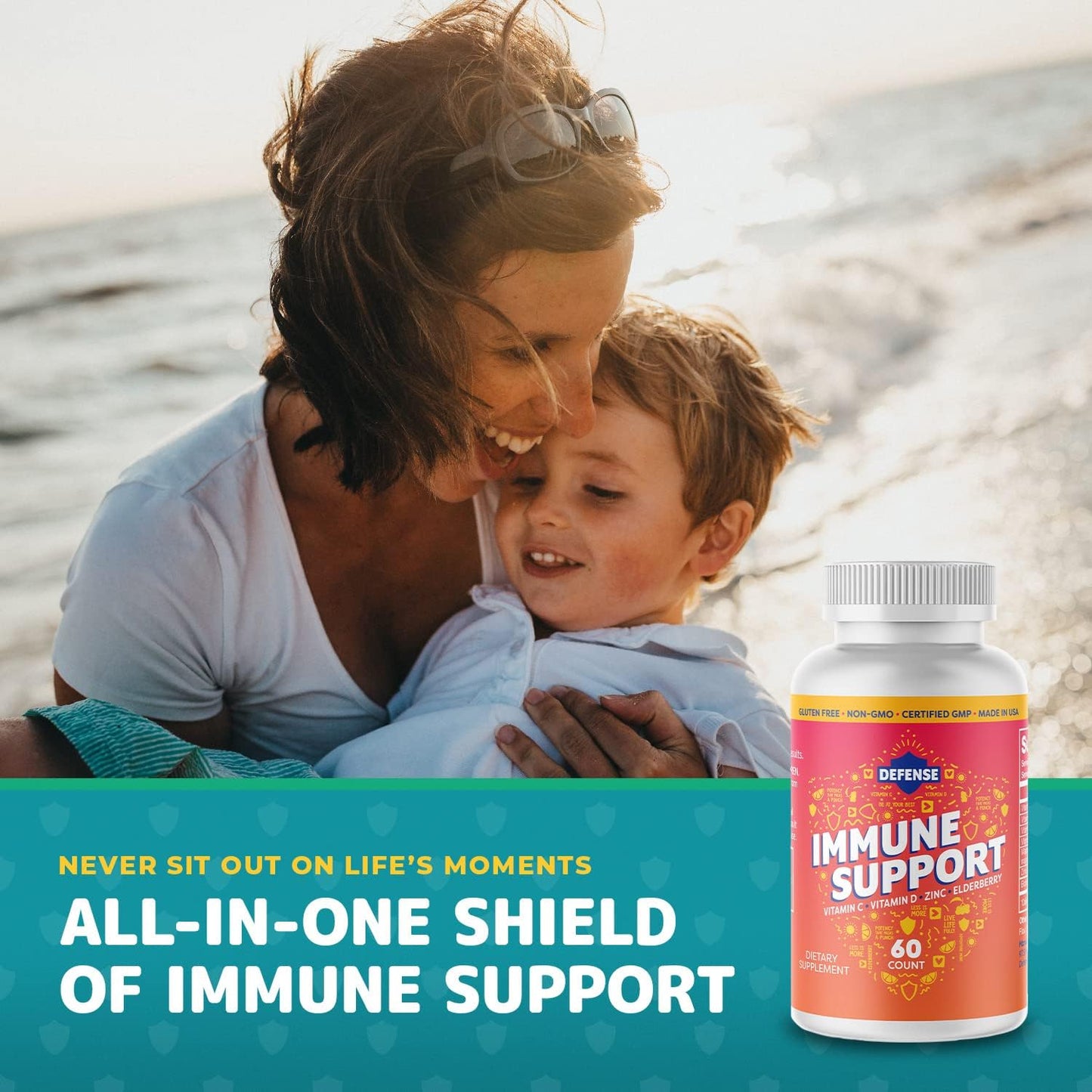 High Potency Defense Immune Support Supplement for Adults | Boost Immune System with Vitamin C, Zinc, Elderberry, and D3 | 30 Day Supply | Antioxidant | Non GMO, Gluten-Free
