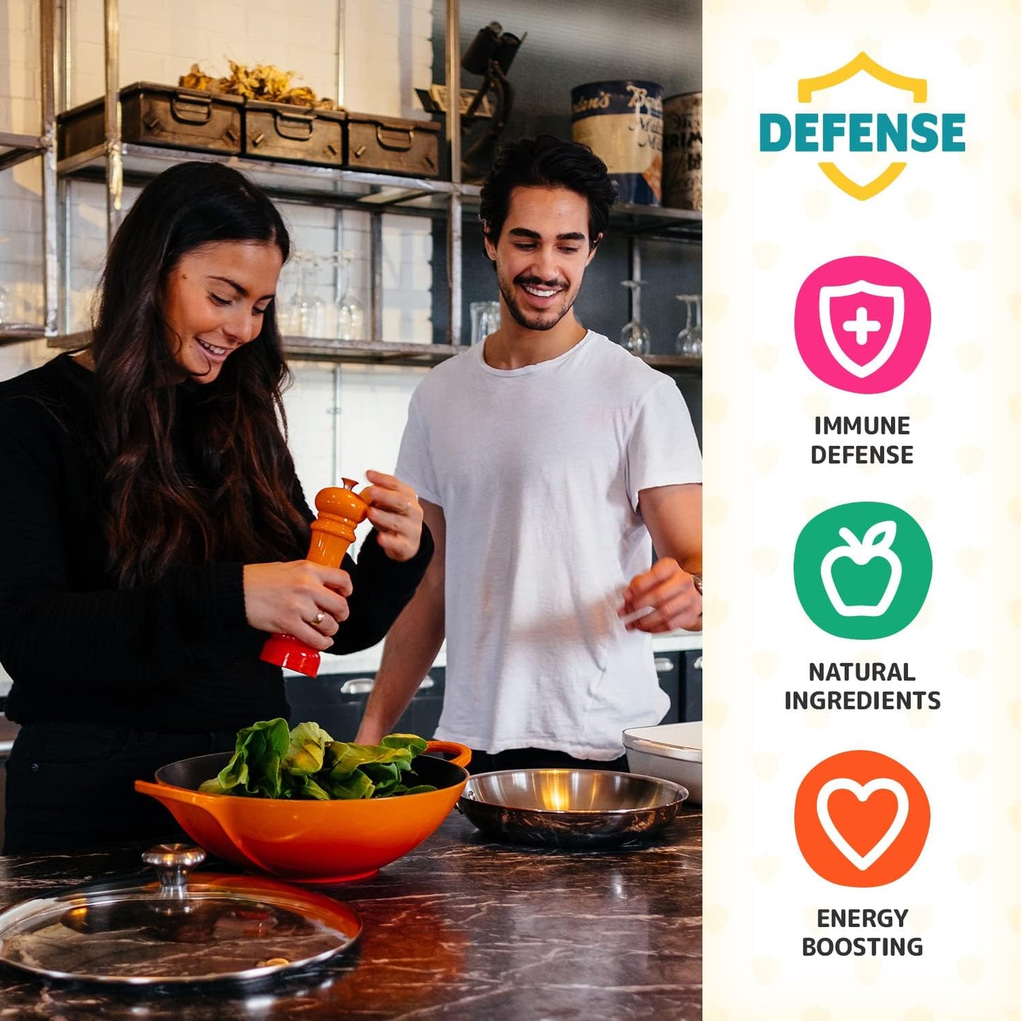 High Potency Defense Immune Support Supplement for Adults | Boost Immune System with Vitamin C, Zinc, Elderberry, and D3 | 30 Day Supply | Antioxidant | Non GMO, Gluten-Free