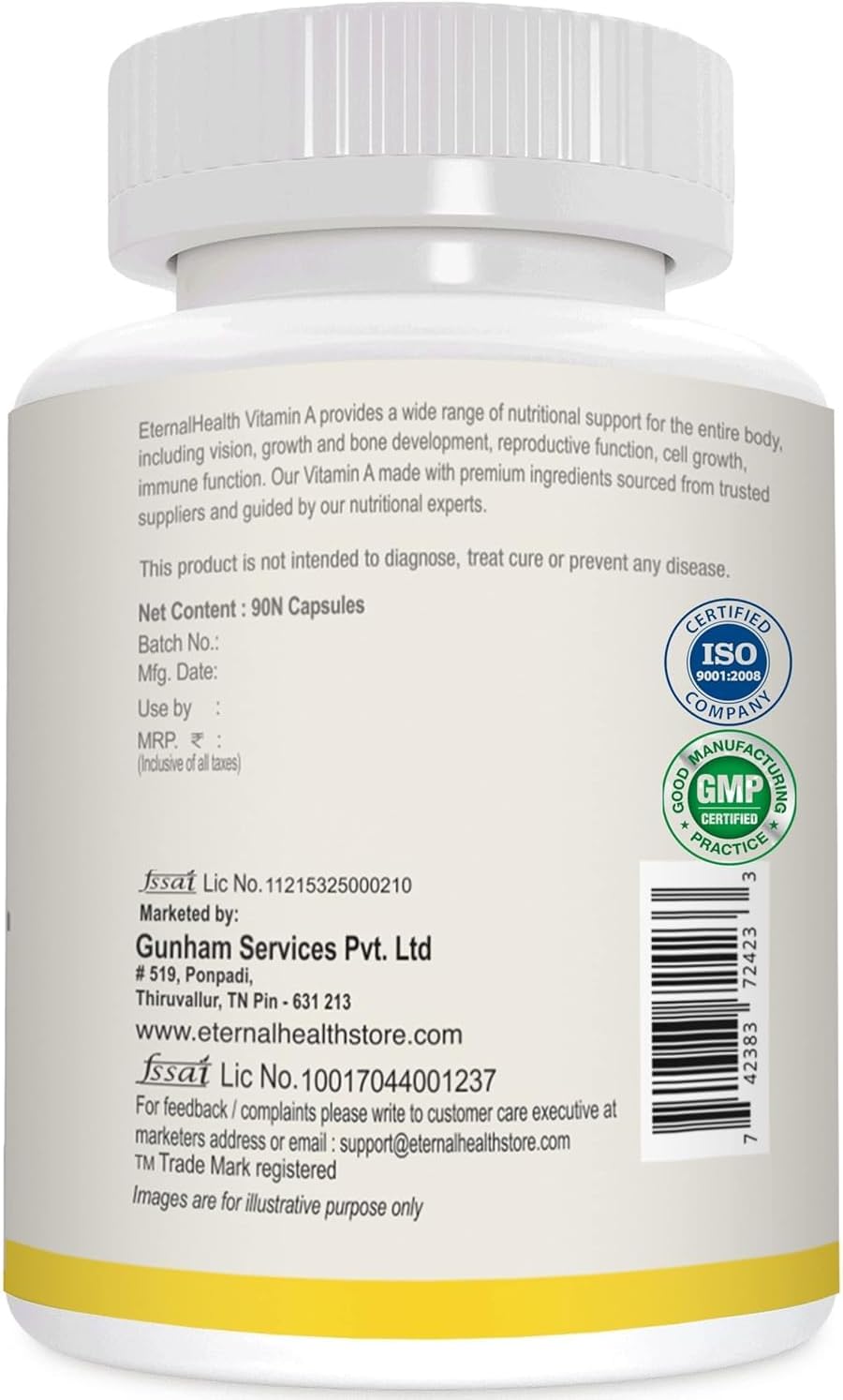High Potency Double Strength Vitamin A Capsules with Bilberry & Retinyl Palmitate Extracts for Vision & Immune Support - 90 Veg Caps