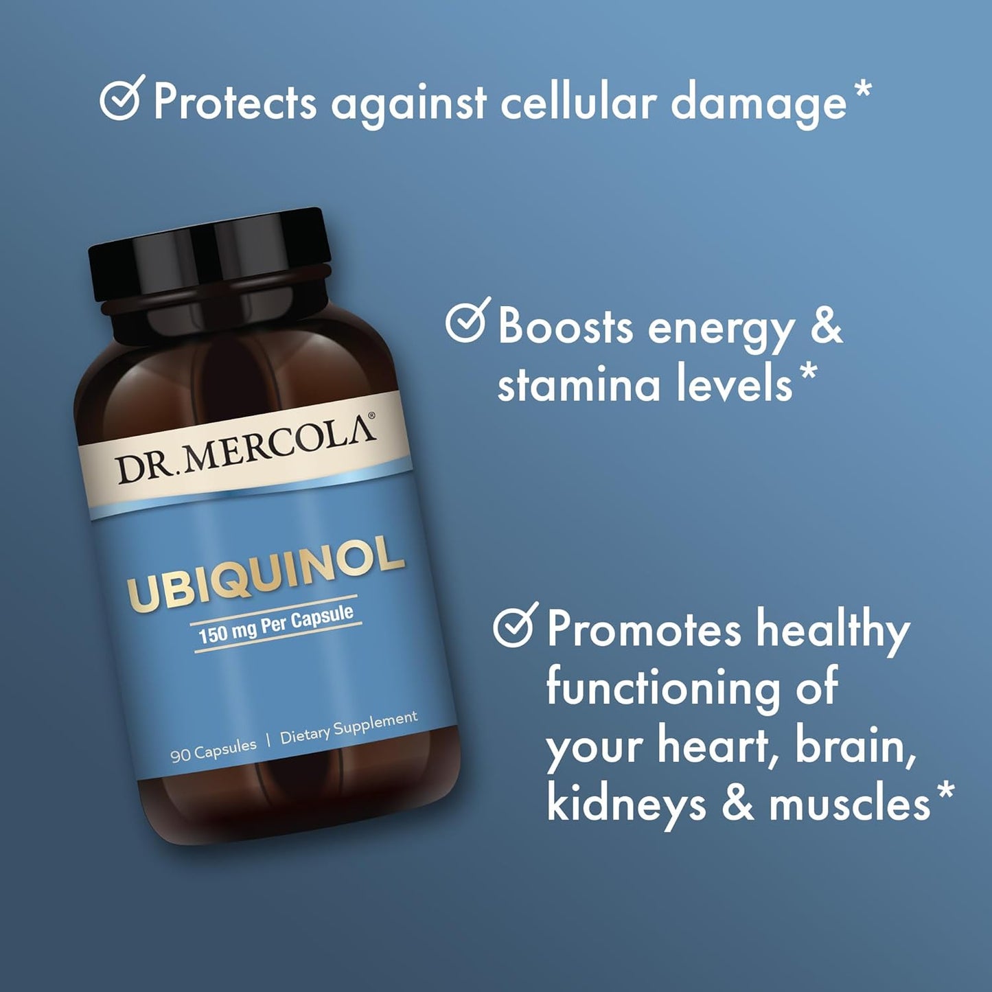 High Potency Dr. Mercola Ubiquinol Supplement - 150mg, 90 Capsules for Energy Production - Non-GMO Formula (90 Servings)