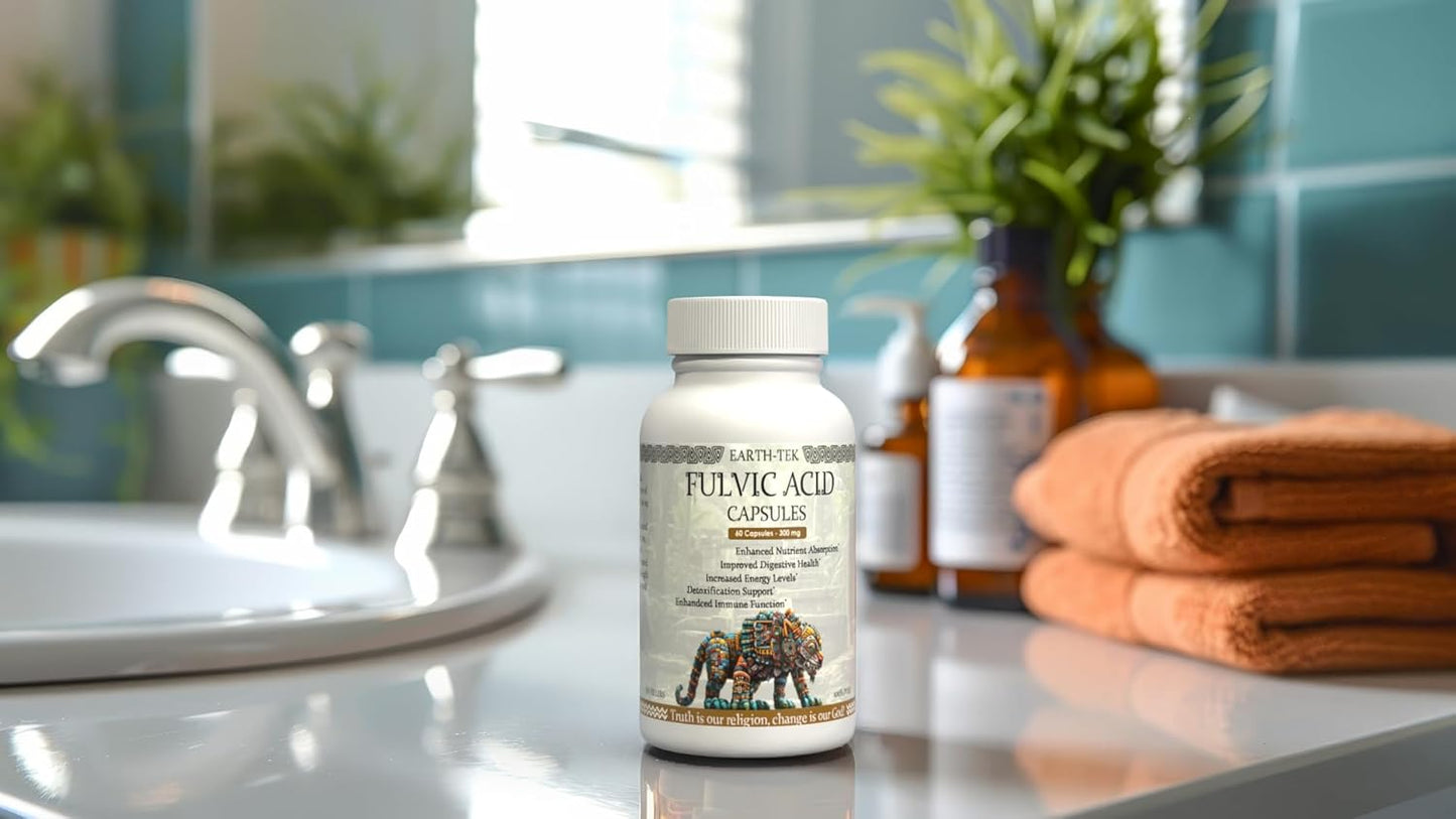 High-Potency Earth-Tek Fulvic Acid Capsules - 60 Count for Immune Support