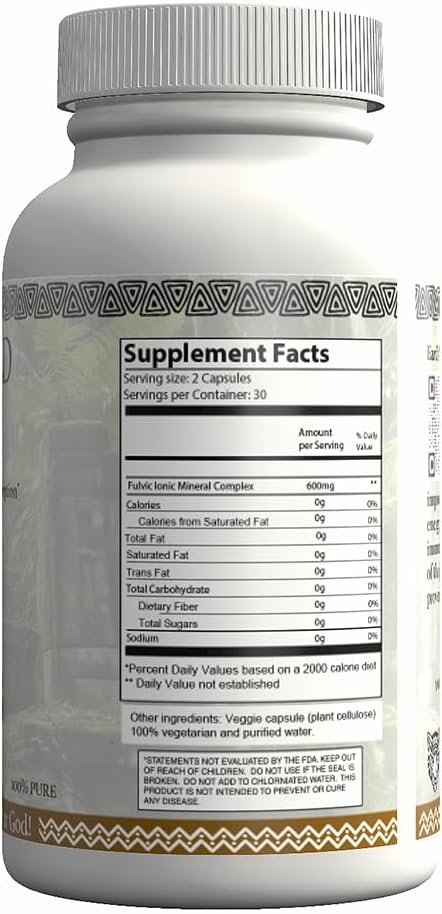 High-Potency Earth-Tek Fulvic Acid Capsules - 60 Count for Immune Support