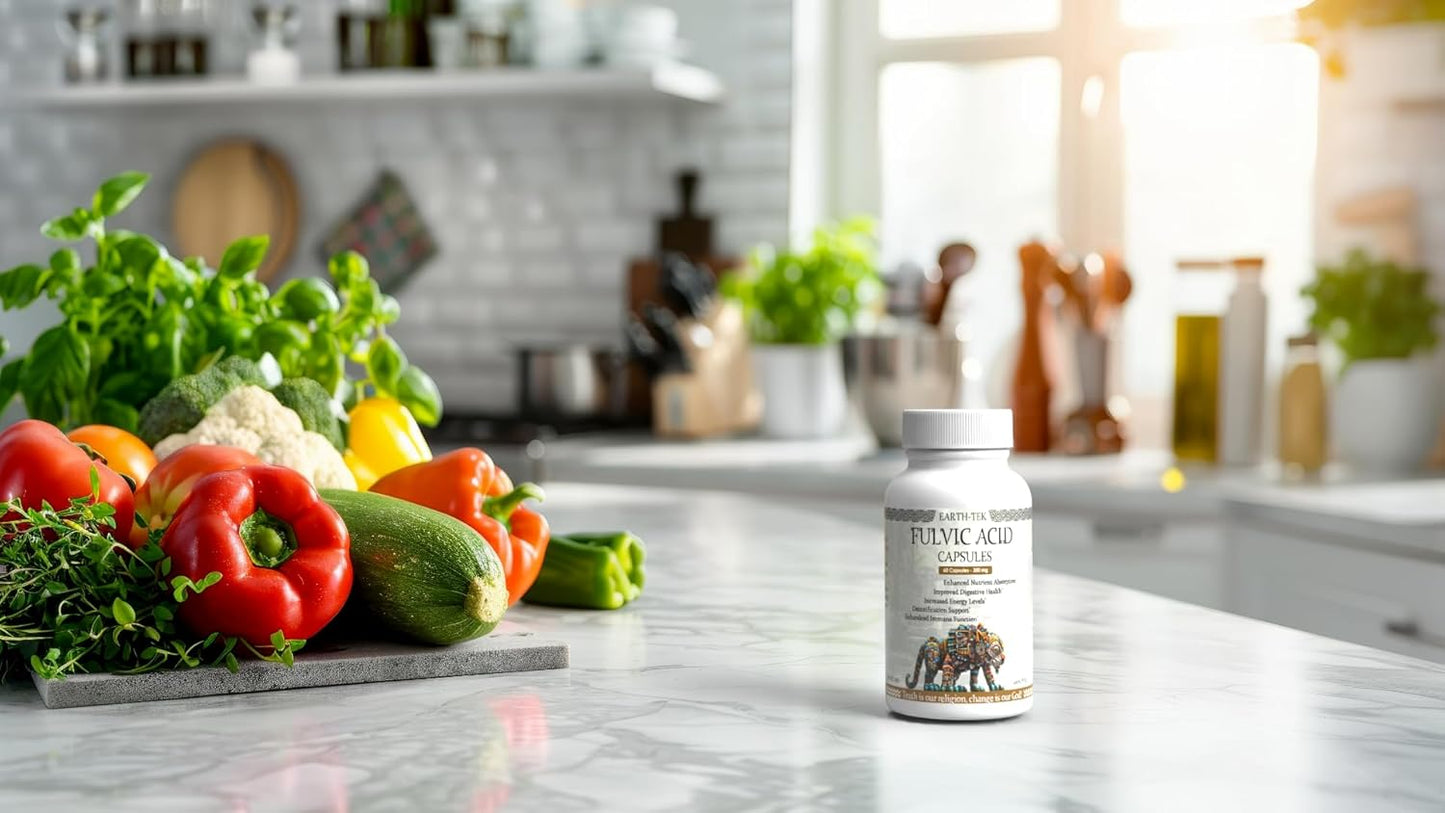 High-Potency Earth-Tek Fulvic Acid Capsules - 60 Count for Immune Support