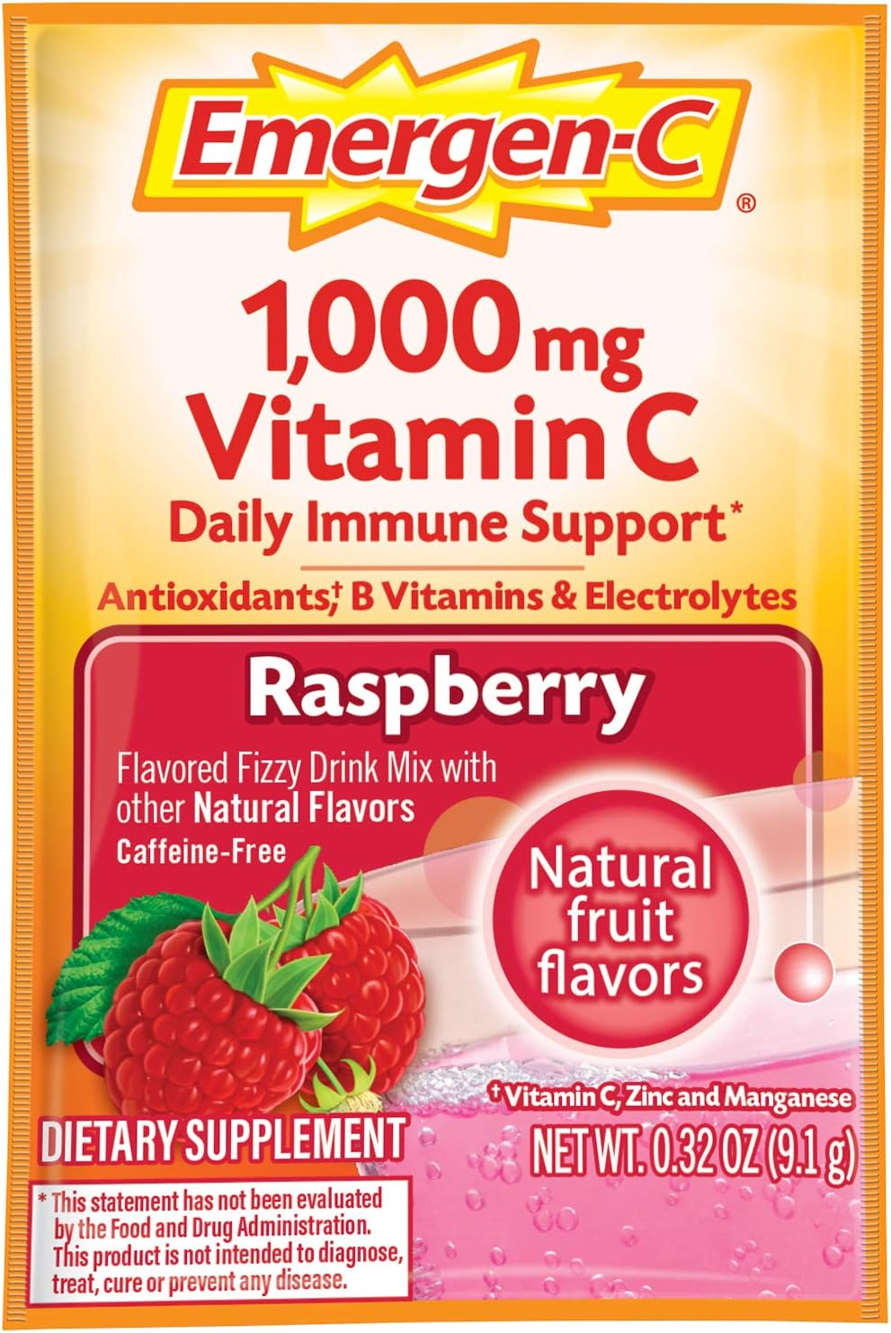 High-Potency Emergen-C Powder with 1000mg Vitamin C for Immune Support