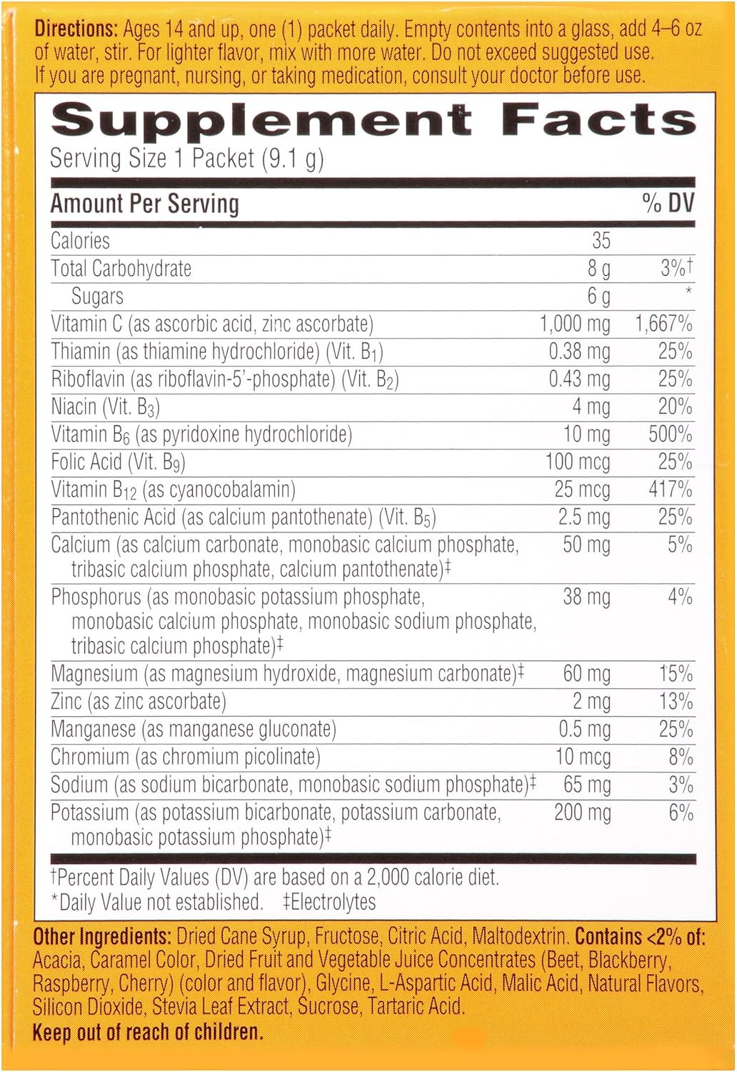 High-Potency Emergen-C Powder with 1000mg Vitamin C for Immune Support