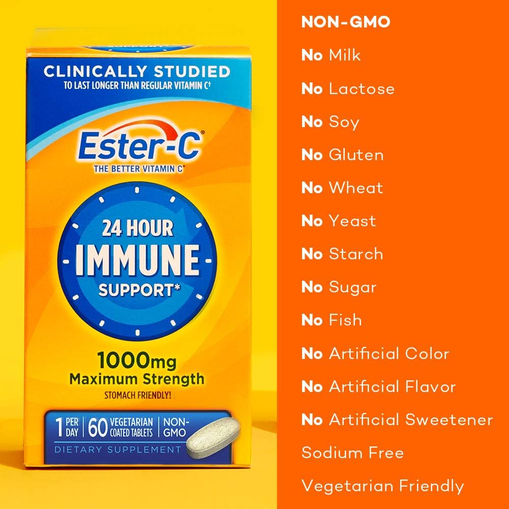 High Potency Ester-C® Vitamin C Tablets - 1,000 mg - 60 Count