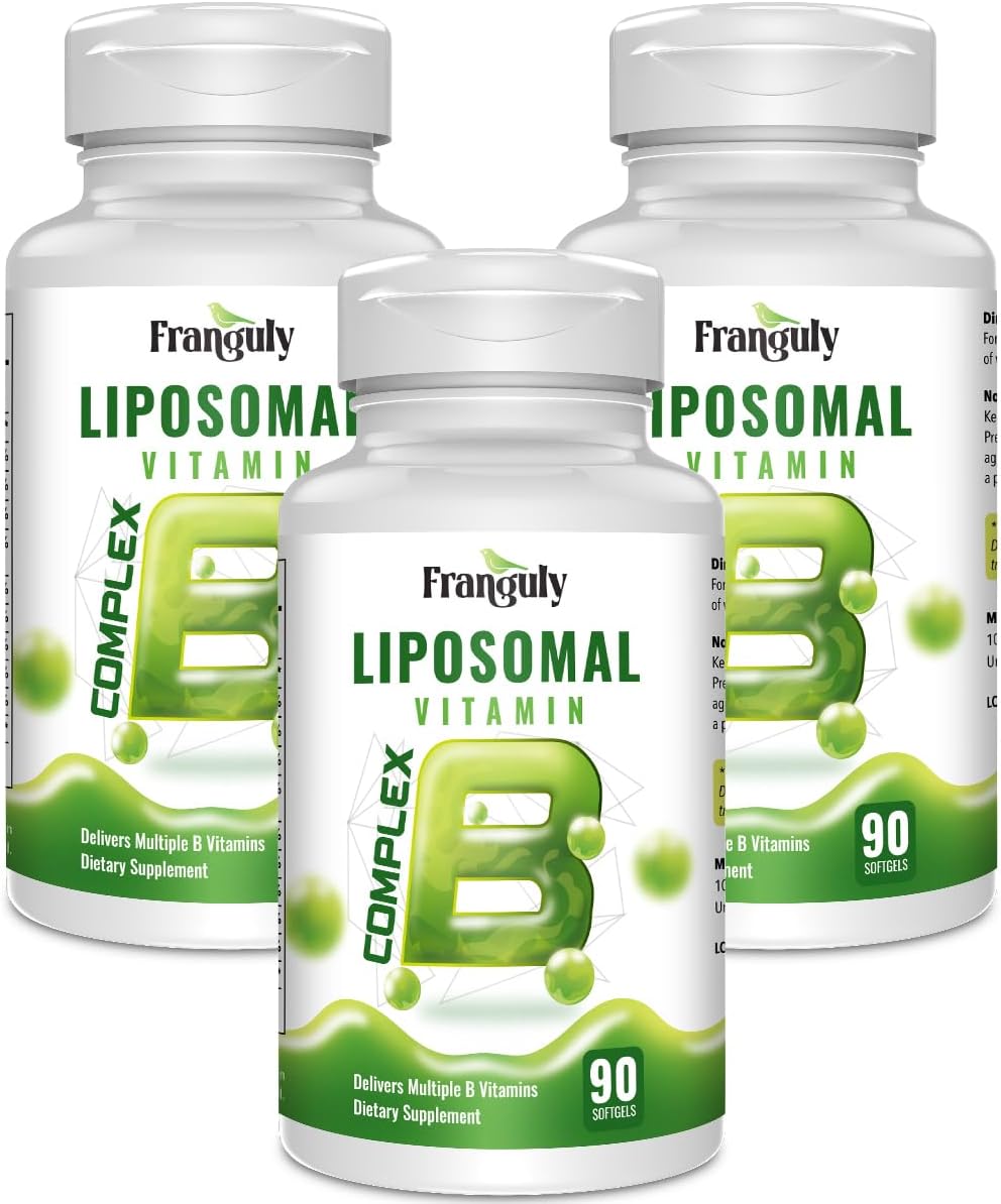 High Potency Franguly Active B Complex Supplement with Liposomal B Vitamins, Choline, and Inositol - Supports Energy and Brain Health - 270 Softgels