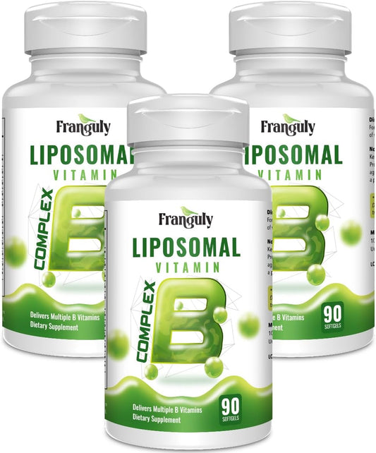 High Potency Franguly Active B Complex Supplement with Liposomal B Vitamins, Choline, and Inositol - Supports Energy and Brain Health - 270 Softgels