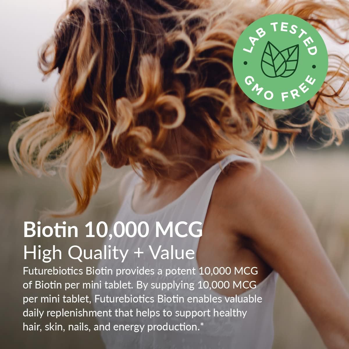High Potency Futurebiotics Biotin 10,000 MCG Tablets for Healthy Hair, Skin & Nails, Energy - Non-GMO, 180 Veg Tablets